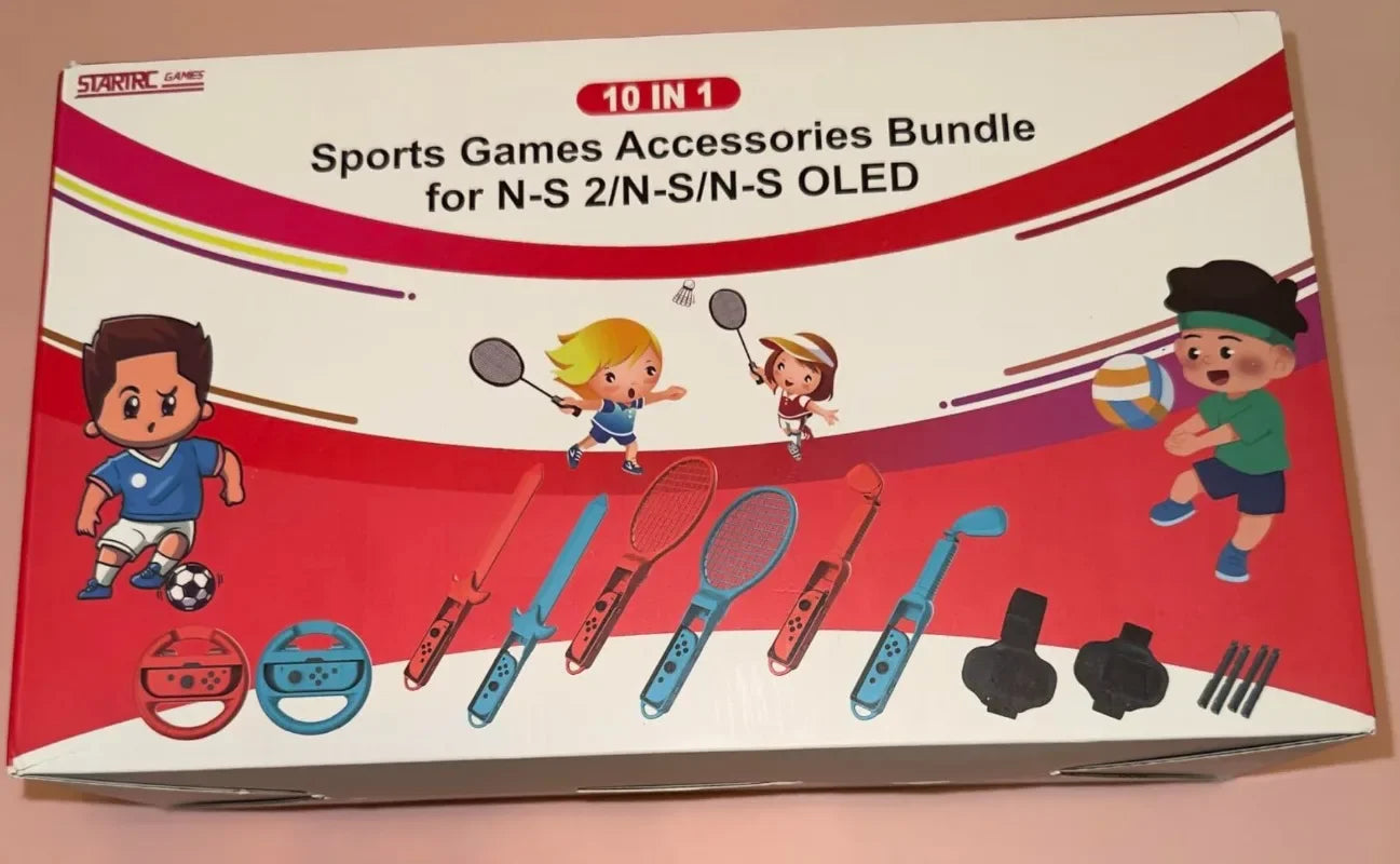 Paquete familiar 10 en 1 con raquetas de tenis, espadas ajustables para palos de Golf para Nintendo Switch2 para Switch 2, paquete de accesorios deportivos