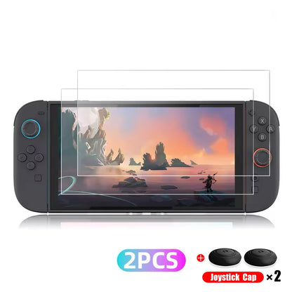 Protector de pantalla de vidrio templado para Switch Nintendo 2, con tapa de Joystick, accesorios, Protector para Switch Nintendo 2