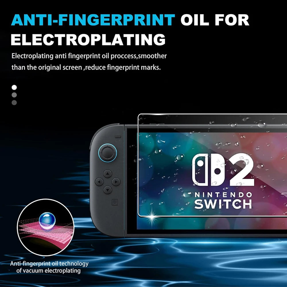Protector de pantalla de vidrio templado para Switch Nintendo 2, con tapa de Joystick, accesorios, Protector para Switch Nintendo 2