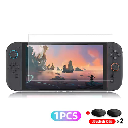Protector de pantalla de vidrio templado para Switch Nintendo 2, con tapa de Joystick, accesorios, Protector para Switch Nintendo 2