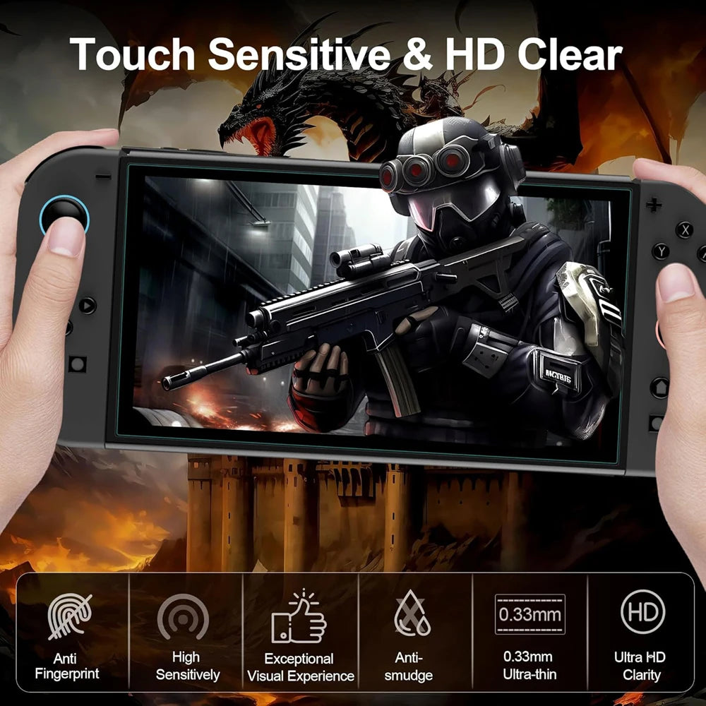 Protector de pantalla de vidrio templado para Switch Nintendo 2, con tapa de Joystick, accesorios, Protector para Switch Nintendo 2