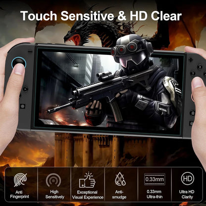 Protector de pantalla de vidrio templado para Switch Nintendo 2, con tapa de Joystick, accesorios, Protector para Switch Nintendo 2