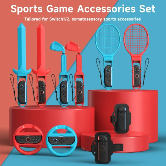 Paquete familiar 10 en 1 con raquetas de tenis, espadas ajustables para palos de Golf para Nintendo Switch2 para Switch 2, paquete de accesorios deportivos