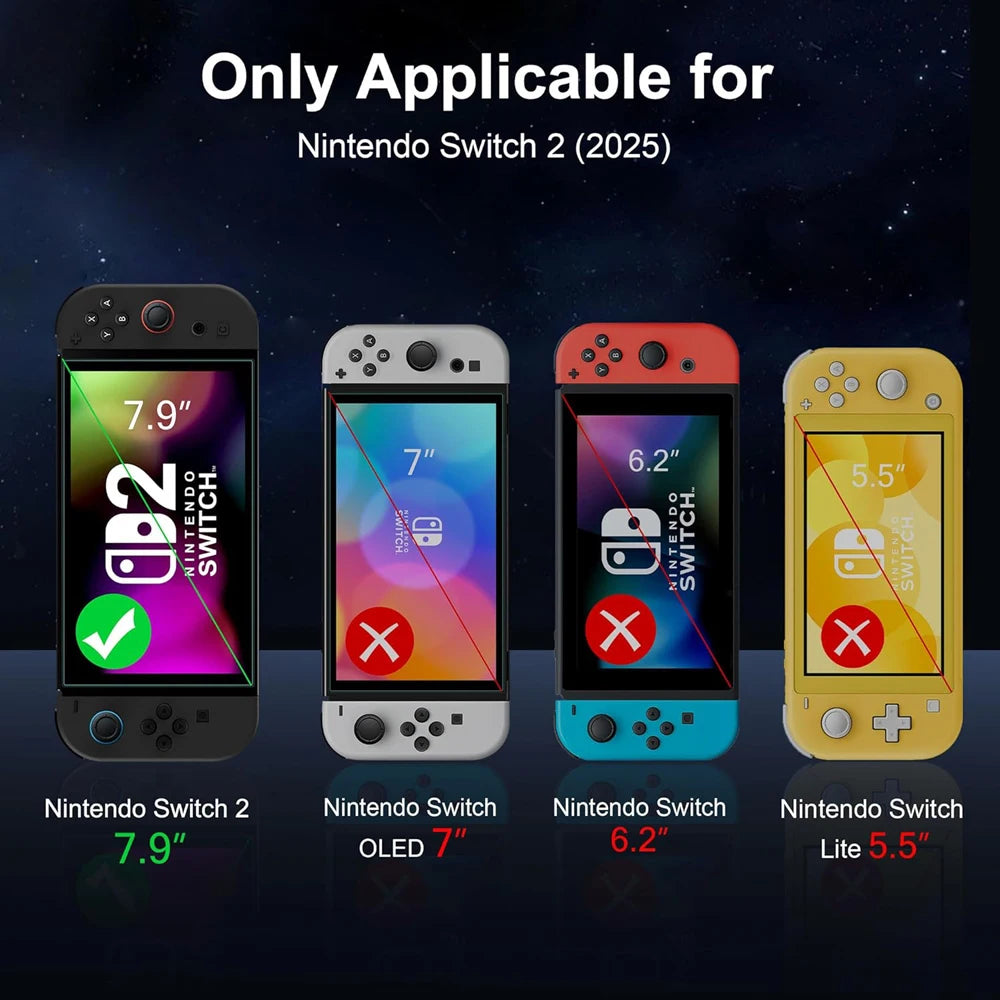 Protector de pantalla de vidrio templado para Switch Nintendo 2, con tapa de Joystick, accesorios, Protector para Switch Nintendo 2